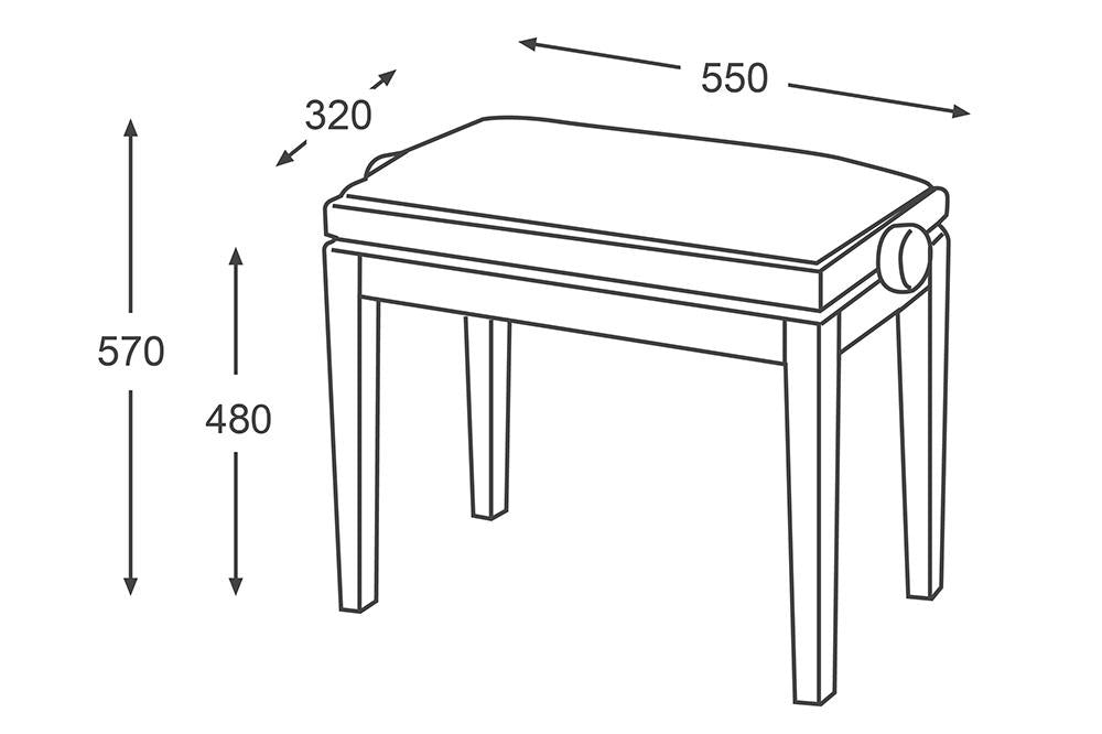 Beethoven-Bank, Beine montiert, stabile Mechanik, Farbe Elfenbein matt