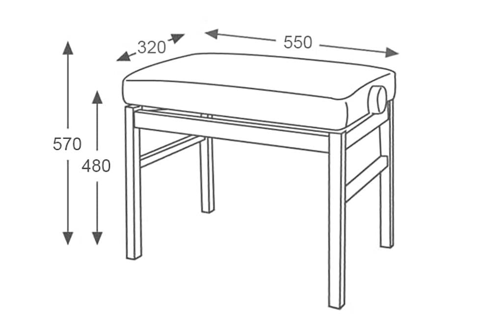Klavierbank funktional, Metallgestell, schwarz