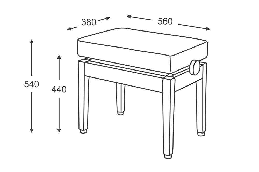 Profi-Hydraulikbank, Klavierbank, gerade Beine schwarz, gerades Polster Echtleder schwarz